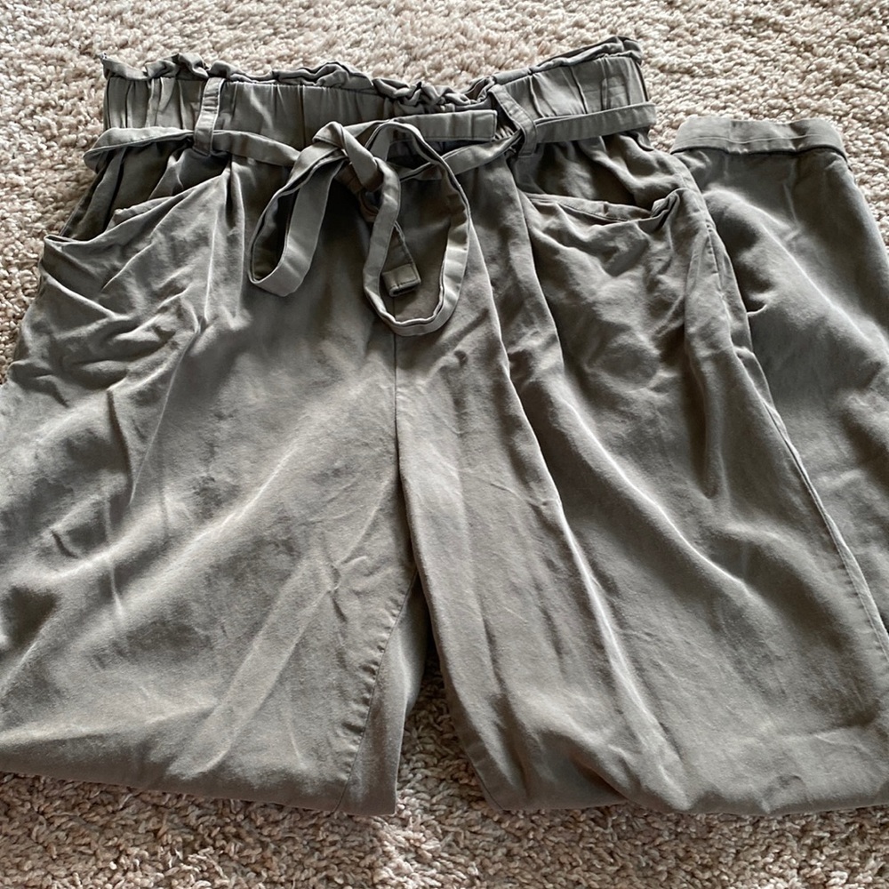 Womens olive green cotton pants